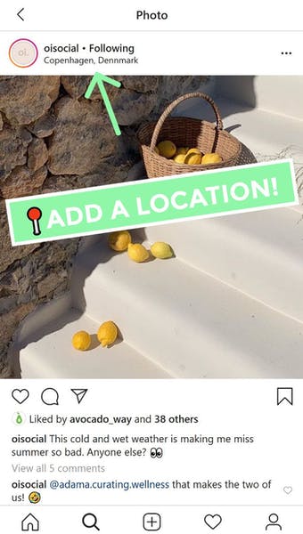 Otro gran truco de Instagram es agregar tu ubicación a cada publicación.